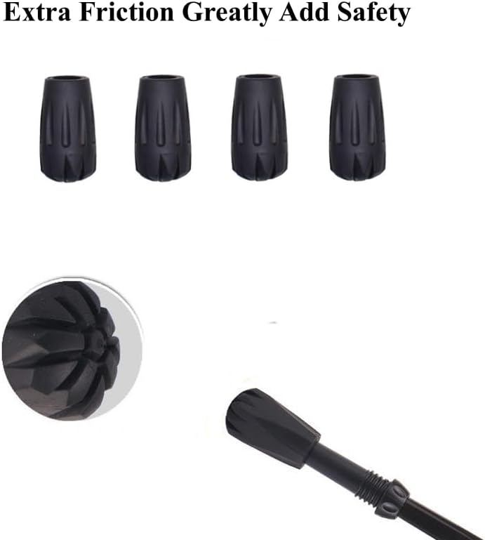 Walking Stick Tips Rubber 4pcs Trekking Pole Tips Replacement- Rubber Feet for Hiking Poles, Walking Sticks, Trekking Poles | Rubber Tip for Walking Sticks Hiking Trekking Poles Boot Tips Rubber Feet