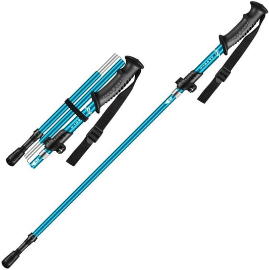 Collapsible Trekking Poles, Aluminum, 38-44 Inches(Compact), 44-52 Inches(Full) Adjustable Height with Quick-Lock, Ergonomic Grip,