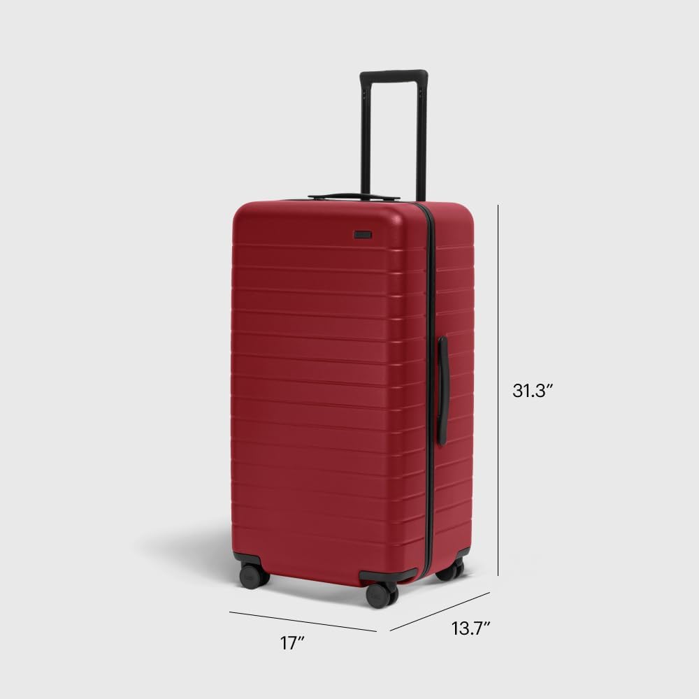 Away Large Trunk Luggage, 31 Inch Hardside Suitcase with Spinner Wheels, Lightweight & Durable, TSA Lock, Ideal for Long Trips, Tango Red