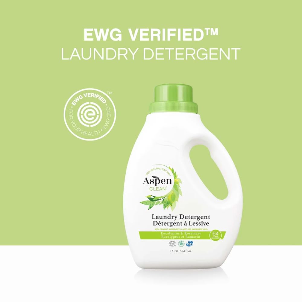 Natural Laundry Detergent Eucalyptus & Rosemary - 100% Natural, Organic, HE Liquid Laundry Detergent - Vegan, Cruelty-Free, Biodegradable - Safe for Babies, Pets & Kids - EWG Certified
