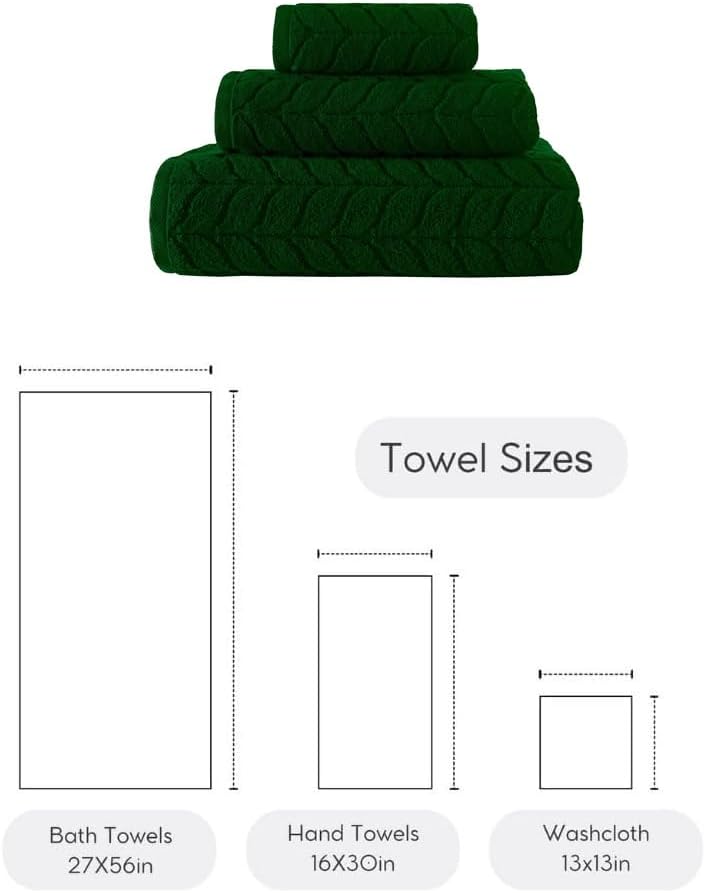 BAGNO MILANO Turkish Bath Towels, Soft Plush Jacquard Luxury Bath Towels, Quick Dry Towel Set (Royal Green, 3 pcs Towel Set)