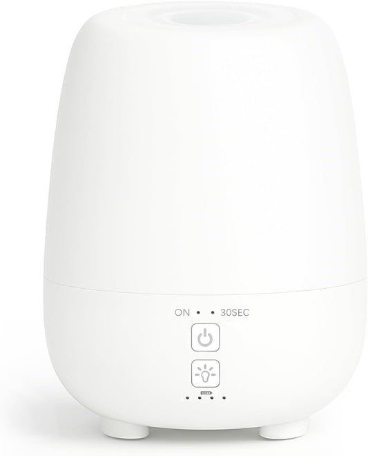 150ML Cordless Essential Oil Diffuser, Built-in 6000mAH Rechargeable Battery, 7 Hours Run Time, 7 Colors LED Light, Portable Aromatherapy Diffuser for Home, Outdoor, Travel (White)