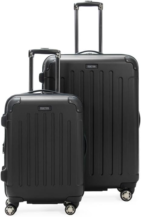 Kenneth Cole Reaction Renegade Luggage Expandable 8-Wheel Spinner Lightweight Hardside Suitcase, Black, 2-Piece Set (20"/28")