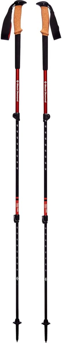 BLACK DIAMOND Trail Cork Trekking Poles (Pair) | Lightweight Collapsible Aluminum Hiking Poles | Natural Cork Grips | FlickLock Adjustable Shafts for All-Season Stability