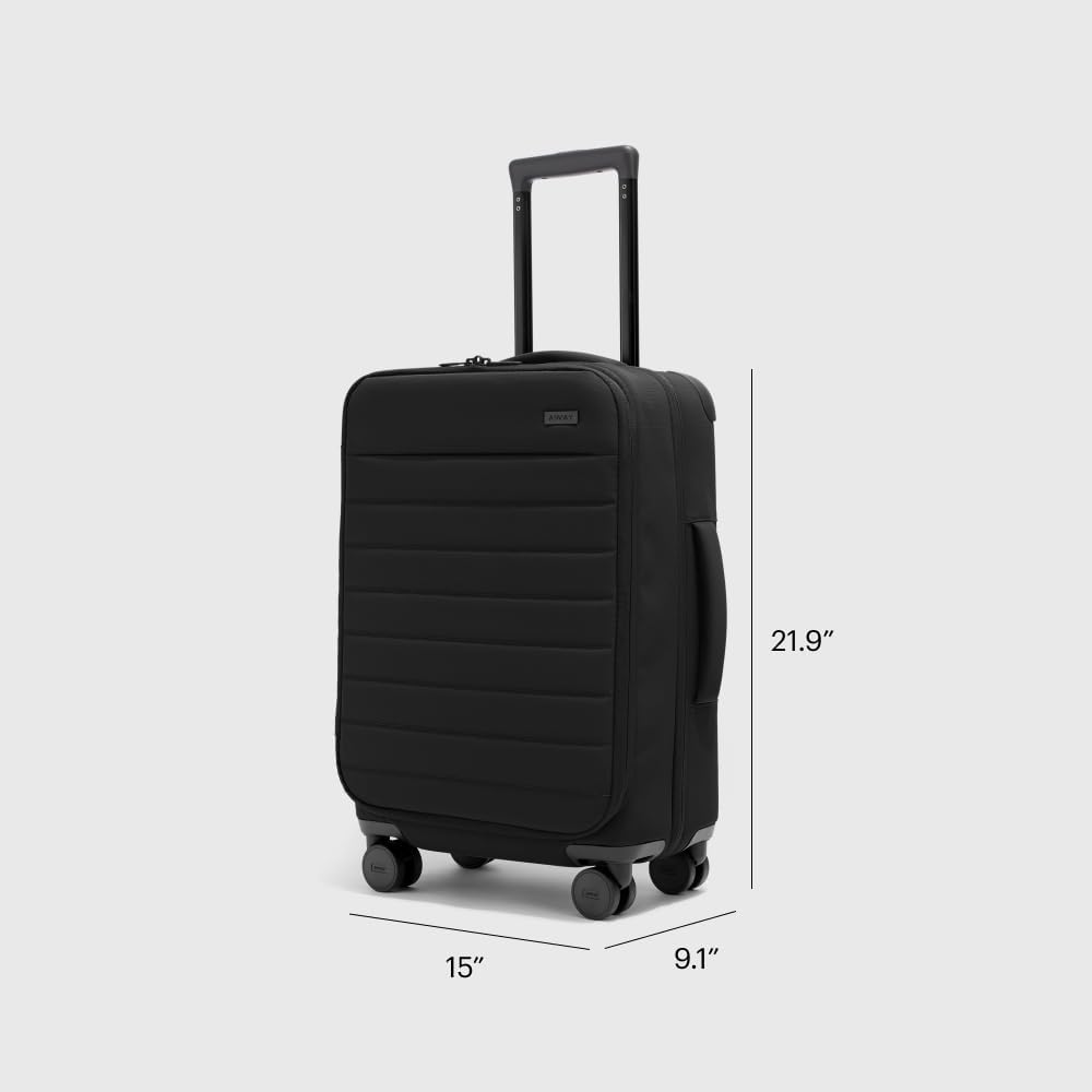 Away Softside Carry-On Suitcase, 22 Inch Lightweight, Expandable High-Strength Nylon Luggage With Spinner Wheels, Meets Requirements for Most Major Airlines, Jet Black