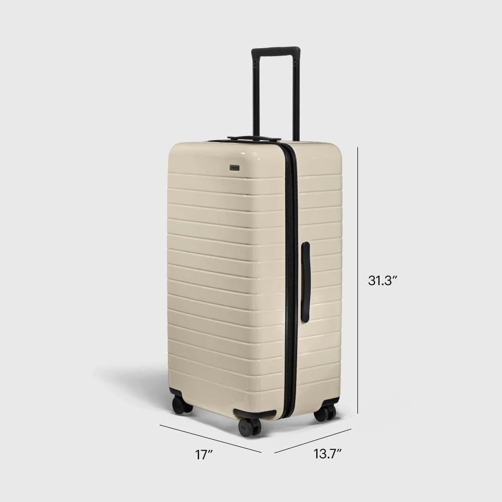 Away Large Trunk Luggage, 31 Inch Hardside Suitcase with Spinner Wheels, Lightweight & Durable, TSA Lock, Ideal for Long Trips, Salt White