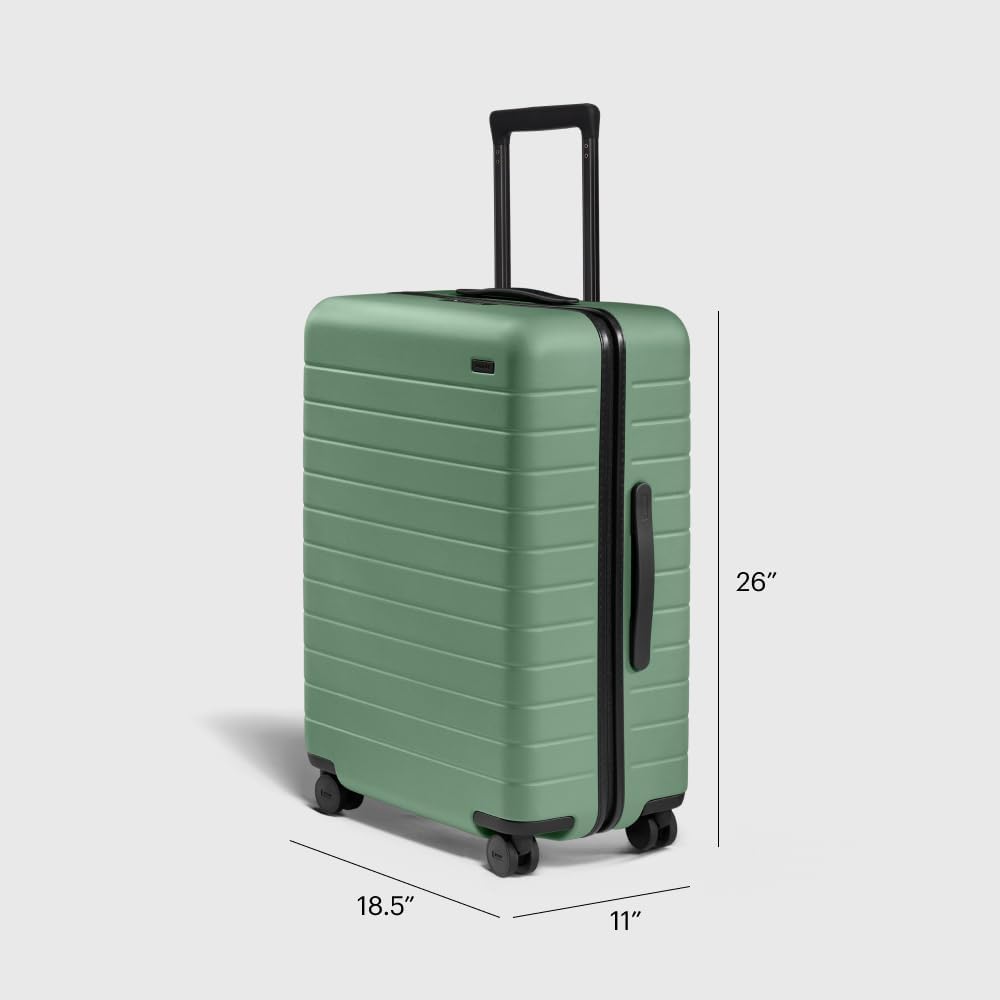 Away Medium Checked Luggage, Lightweight Hard Shell Suitcase with Spinner Wheels, Durable Rolling Luggage, TSA Lock, 26 Inch, Sea Green