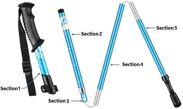 Collapsible Trekking Poles, Aluminum, 38-44 Inches(Compact), 44-52 Inches(Full) Adjustable Height with Quick-Lock, Ergonomic Grip,