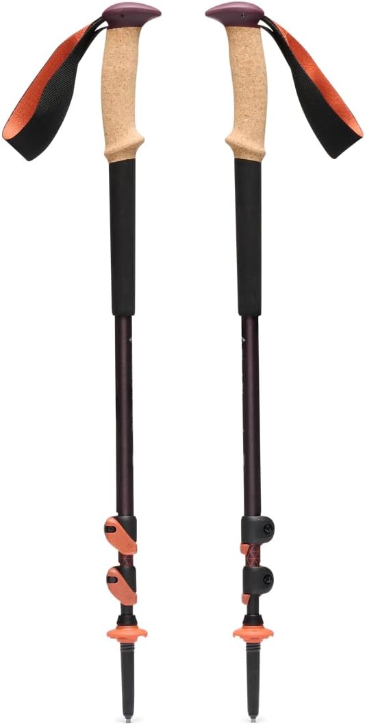 BLACK DIAMOND Trail Cork Trekking Poles (Pair) | Lightweight Collapsible Aluminum Hiking Poles | Natural Cork Grips | FlickLock Adjustable Shafts for All-Season Stability