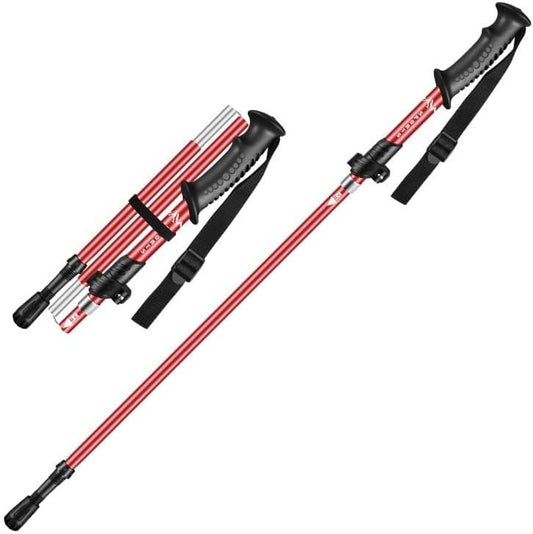 Collapsible Trekking Poles, Aluminum, 38-44 Inches(Compact), 44-52 Inches(Full) Adjustable Height with Quick-Lock, Ergonomic Grip,