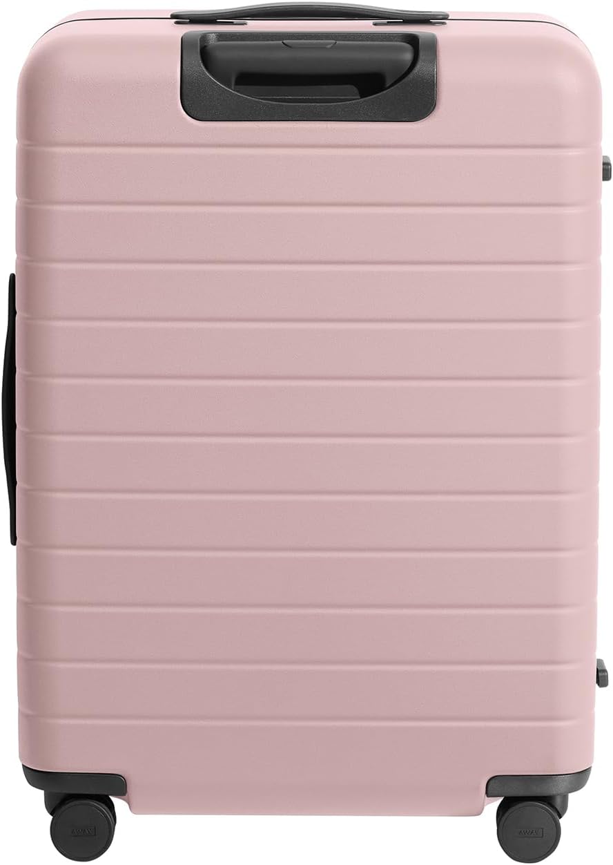 Away Medium Checked Luggage, Lightweight Hard Shell Suitcase with Spinner Wheels, Durable Rolling Luggage, TSA Lock, 26 Inch, Blush Pink