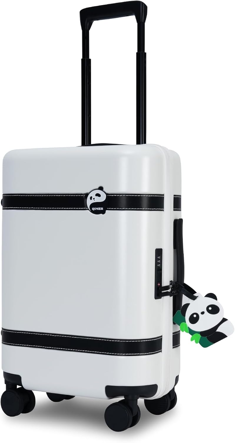 20-inch Carry-On Luggage, Airline Approved, with Spinner Wheels, 100% PC Hardshell Carry-On Luggage with TSA Lock, 22x14x9 20 inches, Smooth Rolling Wheels for Lightweight Travel - White