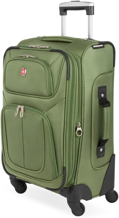 SwissGear Sion Softside Expandable Luggage with Spinner Wheels, Evergreen Carry-On 21-Inch