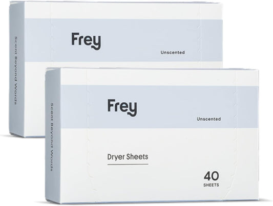 FREY Naturally Scented Dryer Sheets - Fabric Softener for Soft, Fresh & Clean Clothes (2-pack, Fragrance-free)