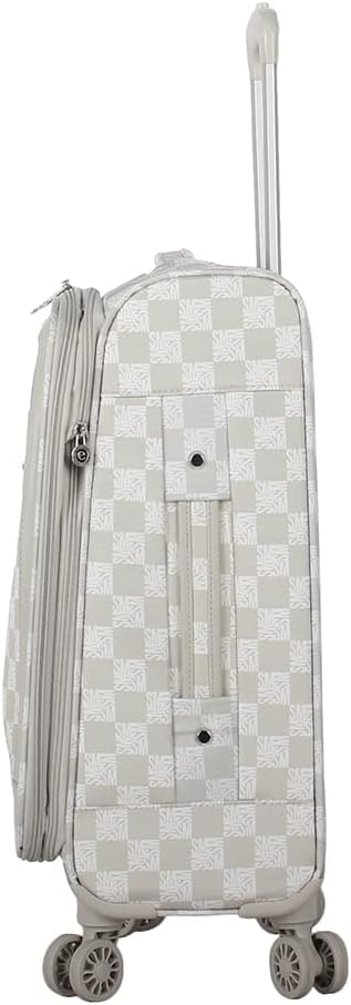 Steve Madden Designer Luggage Collection - Lightweight Softside Expandable Suitcase for Men & Women - Durable 20 Inch Carry On Bag with 4-Rolling Spinner Wheels (Chalet Light Grey, 20in)