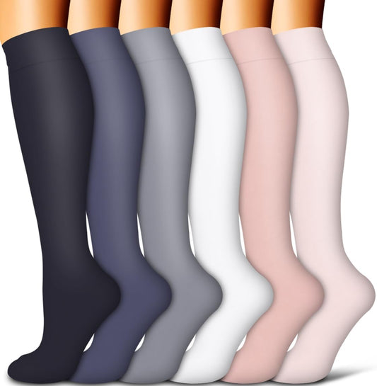 Copper Compression Socks for Women and Men(6 Pairs)-Best Support for Running, Athletic, Nursing, Travel