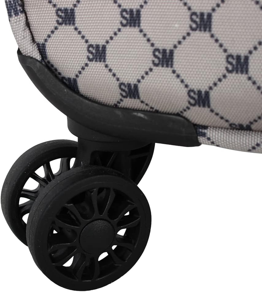 Steve Madden Designer Luggage Collection - 3 Piece Softside Expandable Lightweight Spinner Suitcase Set - Travel Set includes 20 Inch Carry on, 24 Inch & 28-Inch Checked Suitcases (Noble Black/Grey)