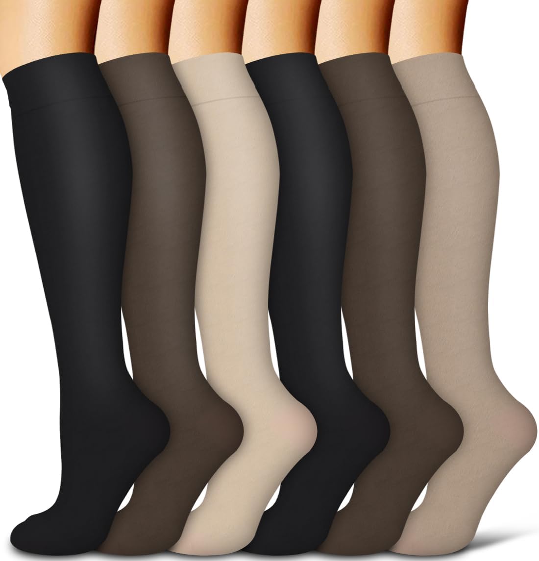 Copper Compression Socks for Women and Men(6 Pairs)-Best Support for Running, Athletic, Nursing, Travel