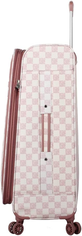 Steve Madden Designer Luggage Collection - 3 Piece Softside Expandable Lightweight Spinner Suitcase Set - Travel Set includes 20 Inch Carry on, 24 Inch & 28-Inch Checked Suitcases (Chalet Pink)