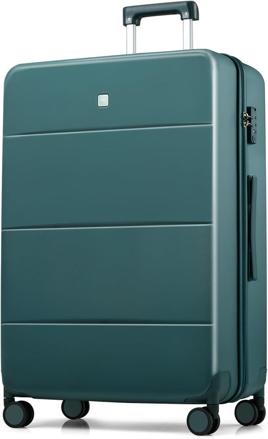 Hanke 28 Inch Luggage Large Suitcase with Spinner Wheels Tsa Luggage Suitcases Hard Case Luggage for Women Men Rolling Checked Suitcase (Blackish Green)