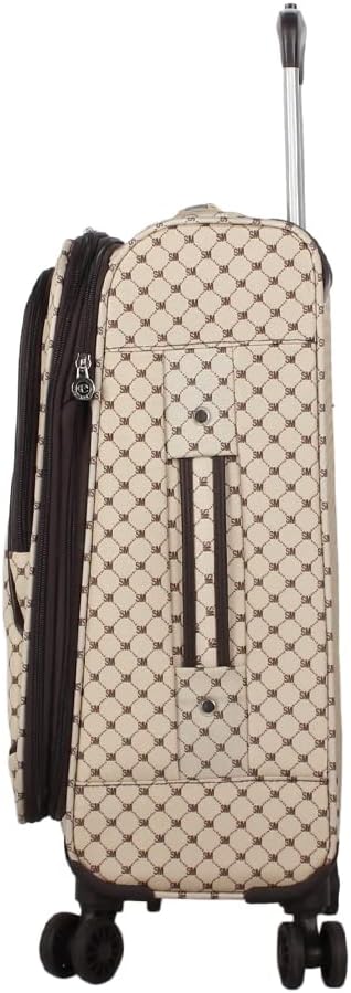 Steve Madden Designer Luggage Collection - Lightweight Softside Expandable Suitcase for Men & Women - Durable 20 Inch Carry On Bag with 4-Rolling Spinner Wheels (Noble Brown/Tan, 20in)