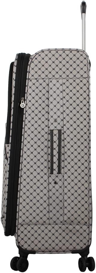 Steve Madden Designer Luggage Collection - 3 Piece Softside Expandable Lightweight Spinner Suitcase Set - Travel Set includes 20 Inch Carry on, 24 Inch & 28-Inch Checked Suitcases (Noble Black/Grey)