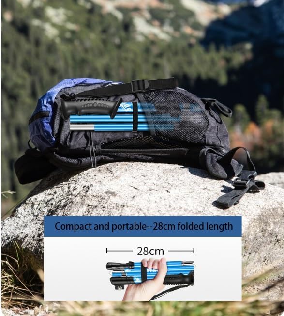 Collapsible Trekking Poles, Aluminum, 38-44 Inches(Compact), 44-52 Inches(Full) Adjustable Height with Quick-Lock, Ergonomic Grip,