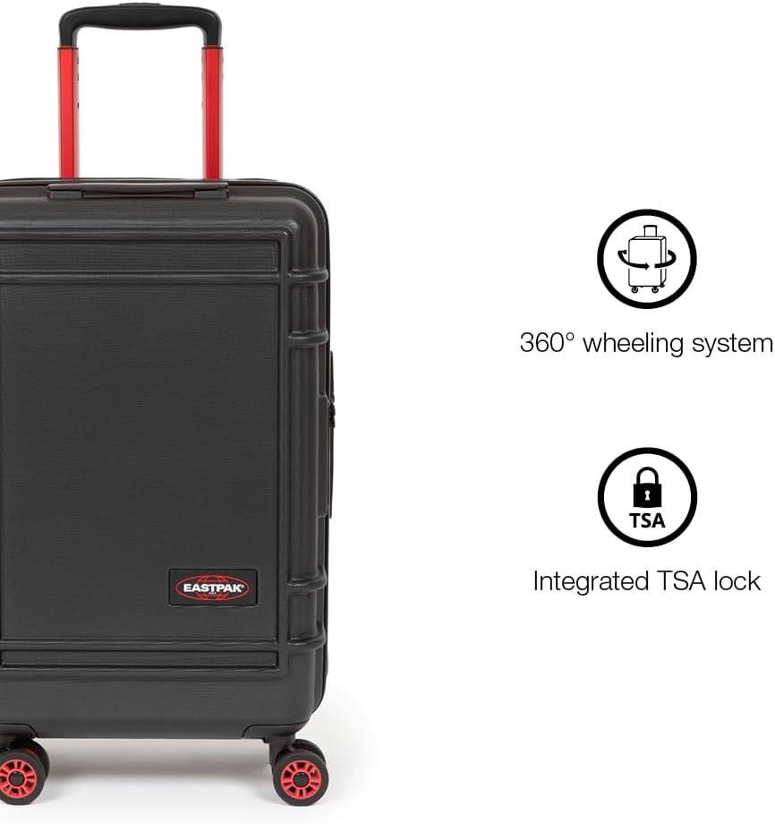 EASTPAK Resist'R Zip L – 90L Hardshell Suitcase with Dual Compartments, TSA Lock, Silent 360° Spinner Wheels & Water-Resistant Design, Black