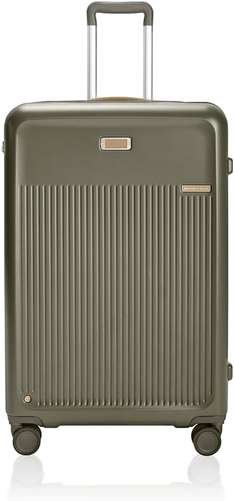 Briggs & Riley 30" Large Expandable Spinner - Checked Luggage for Travel, Suitcases with Wheels, Hardside Rolling Bag for Men & Women, Self-Repairing Zipper - Sympatico Collection, Olive