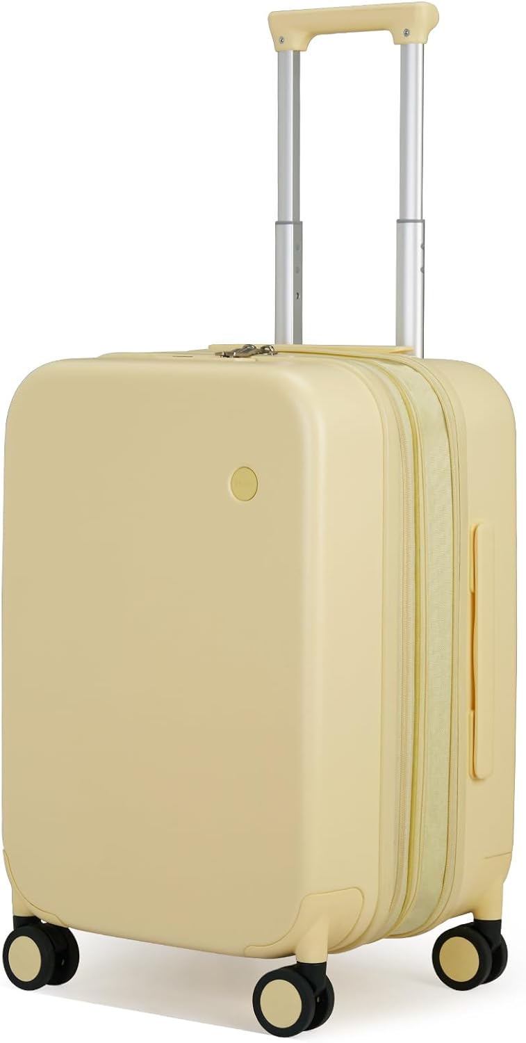 mixi 20 Inch Large Expandable Carry on Luggage Suitcase with Spinner Wheels, Hardside Rolling Travel Suitcase PC with TSA Lock, Lark Yellow