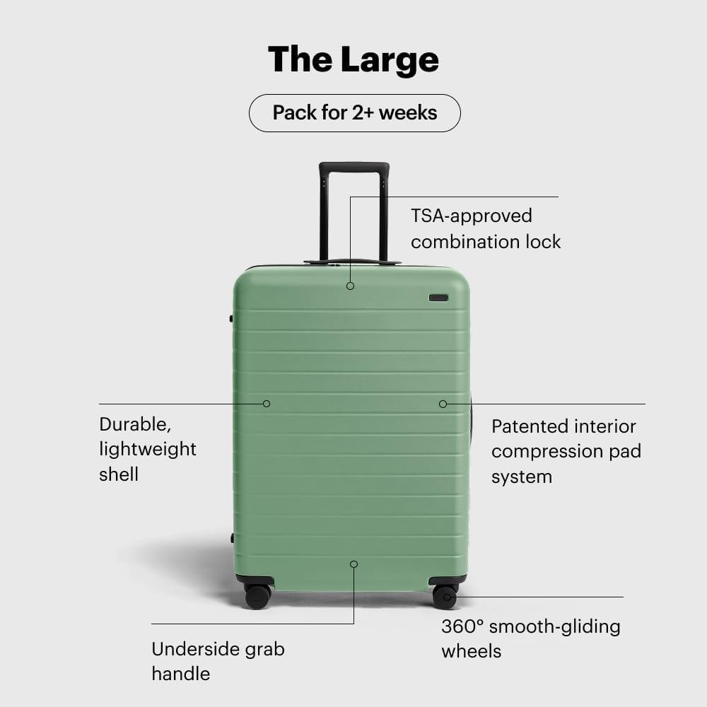 Away Large Checked Luggage, 29 Inch Hardside Suitcase with Spinner Wheels, Lightweight & Durable, TSA Lock, Sea Green