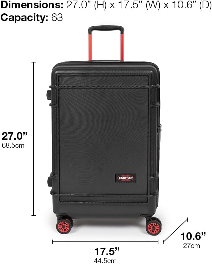 EASTPAK Resist'R Zip M – 63L Hardshell Suitcase with Dual Compartments, TSA Lock, Silent 360° Spinner Wheels & Water-Resistant Design, Camo