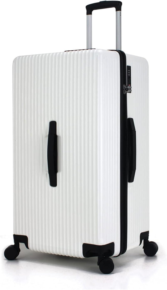 PRIMICIA GinzaTravel Trunk Luggage, 28 Inch Luggage with Spinner Wheels, Scratch resistant texture Lightweight PC material with TSA Lock（Family Travel Series ） (White)