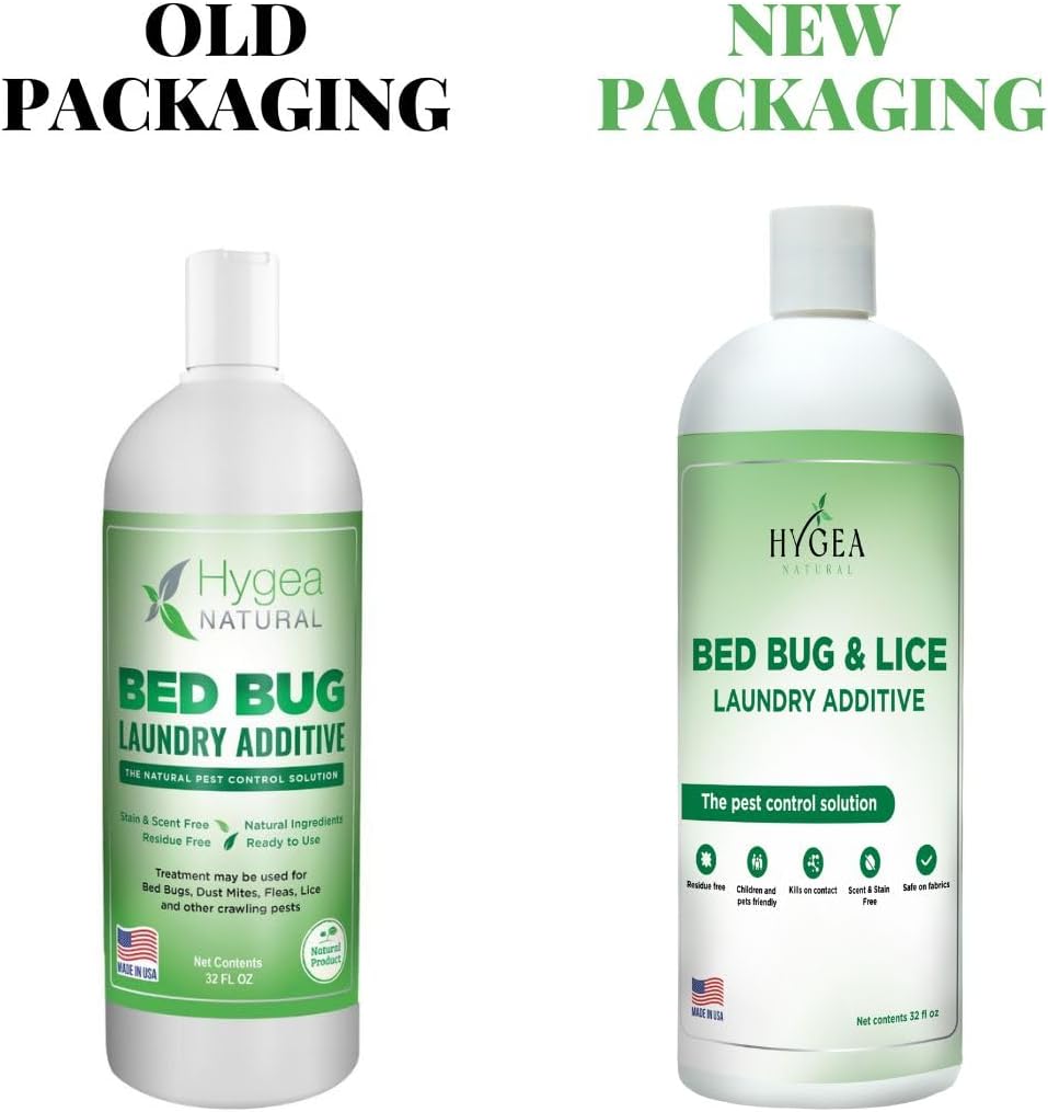 Hygea Natural Lice and Bed Bug Laundry Additive - Environmentally Responsible, Odorless, and Stain-Free Liquid Laundry Treatment - Safe for Children and Pets - Any Water Temperature (32 Fl Oz)