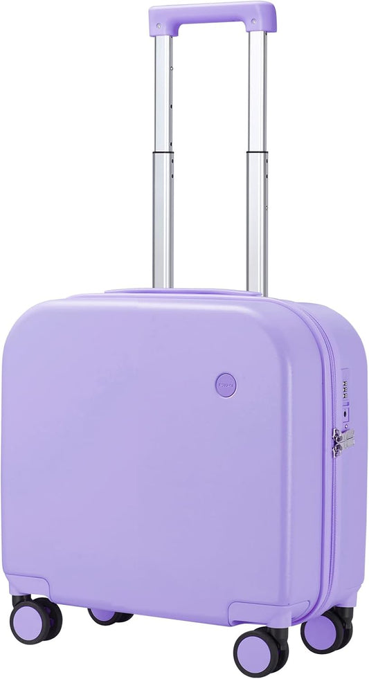 mixi Carry on Luggage, Suitcase with Spinner Wheels 16in Luggage Hardshell Lightweight Rolling Suitcases PC with Cover & TSA Lock, Lilac Purple