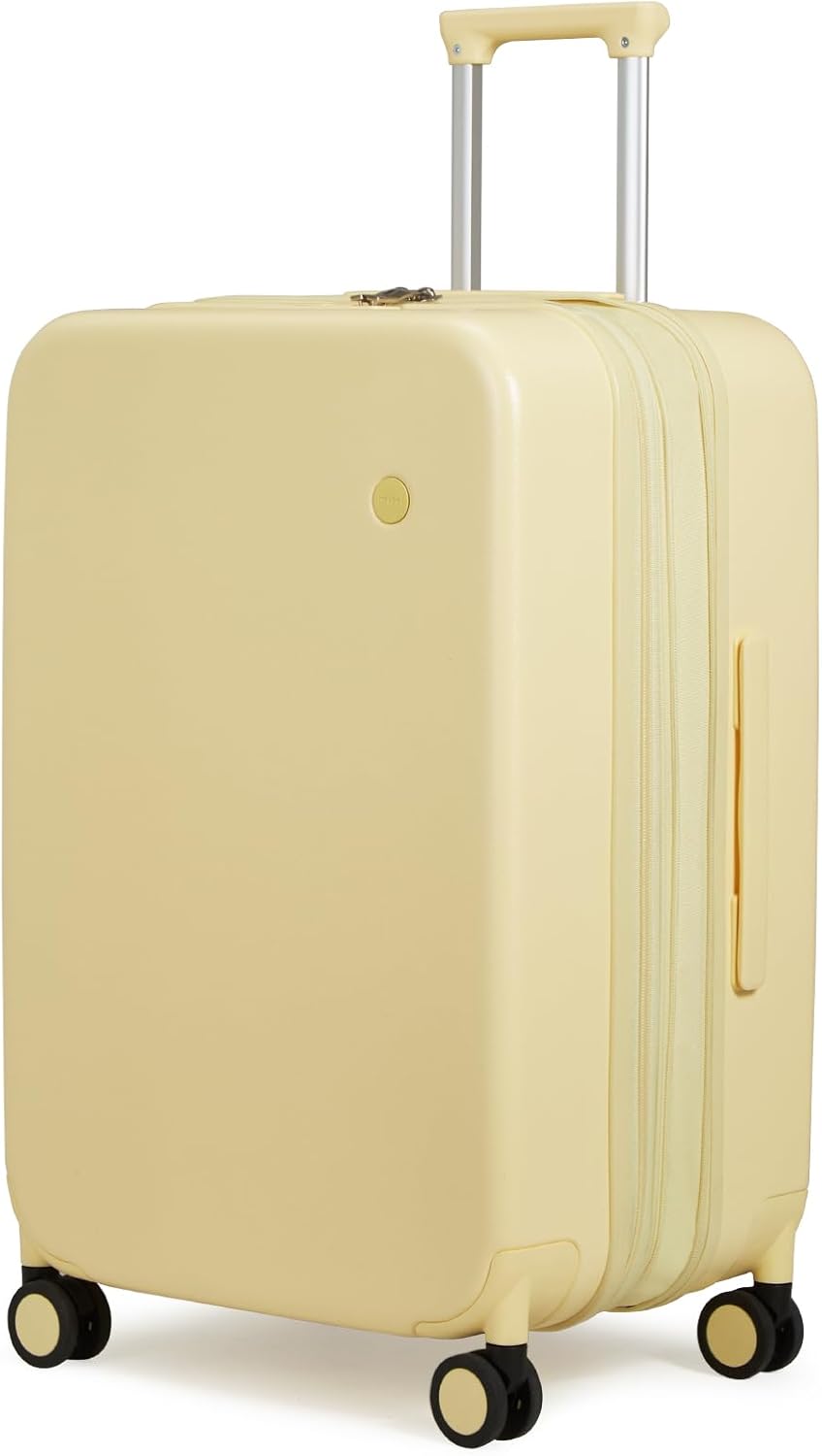 mixi 24 Inch Large Expandable Checked Luggage Suitcase with Spinner Wheels, Hardside Rolling Travel Suitcase PC with TSA Lock, Lark Yellow