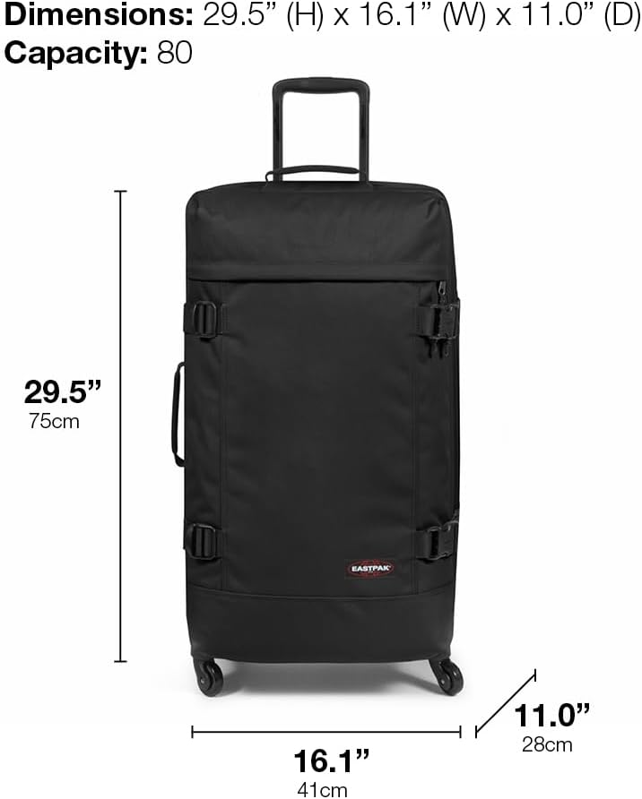 EASTPAK Trans4 L – 80L Large Wheeled Luggage with Dual Compartments, TSA Lock, 360° Spinner Wheels, and Diamond-Embossed Handle, Ultra Marine