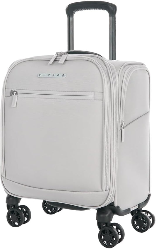 Verage Under Seat Luggage with Wheels, Softside Small Suitcase Spinner Carry On Luggage Bags for Airlines Airplanes Short Trip Men Women (Cloud Gray, 14-Inch Underseat)