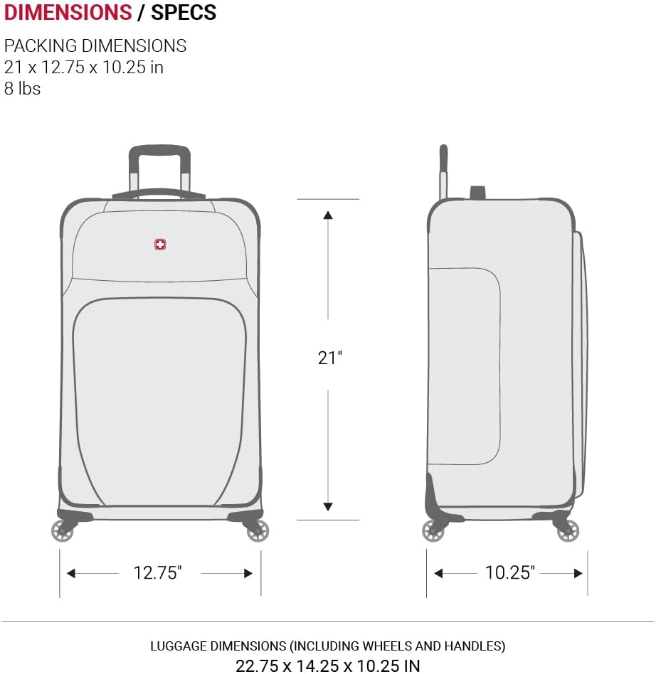 SwissGear Sion Softside Expandable Luggage with Spinner Wheels, Evergreen Carry-On 21-Inch