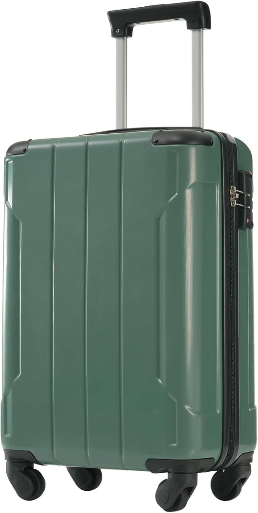 20in Carry On Luggage Hardshell Suitcase with Spinner Wheels Lightweight Lugagge Design Waterproof Durable for Travel (Green)
