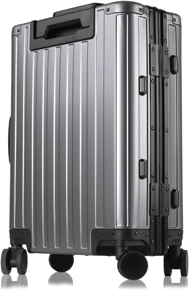 25-inch Aluminum Checked Luggage: Gunmetal Gray - Full Metal Shell - Crush-Resistant & Burst-Proof, TSA Lock & Spinner Wheels for Business Travel - Men Women
