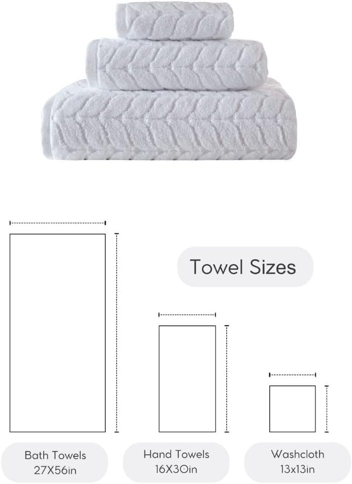 BAGNO MILANO Turkish Bath Towels, Soft Plush Jacquard Luxury Bath Towels, Quick Dry Towel Set (Latte, 3 pcs Towel Set)