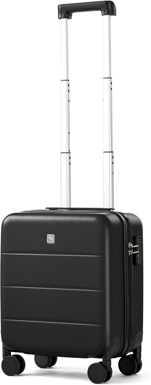 Hanke 16 Inch Underseat Carry On Luggage with Wheels Hard Shell Mini Small Suitcases Carry On Bag for Airline Approved TSA Luggage Lightweight Travel Suitcase(Black)