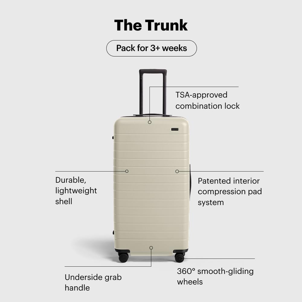 Away Large Trunk Luggage, 31 Inch Hardside Suitcase with Spinner Wheels, Lightweight & Durable, TSA Lock, Ideal for Long Trips, Salt White Matte