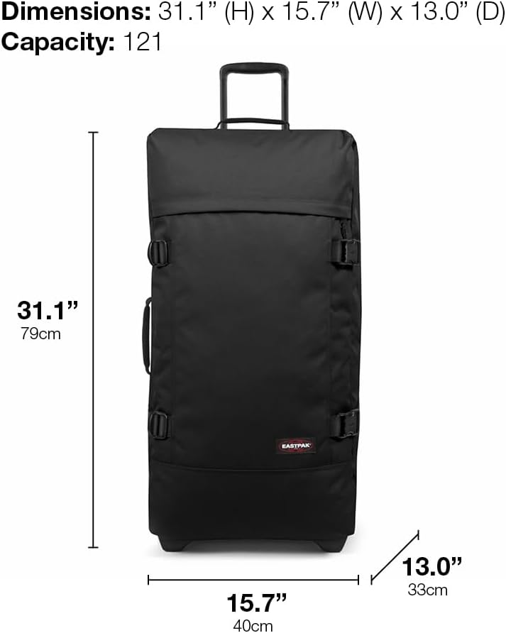 EASTPAK Tranverz L – 121L Large Wheeled Luggage with Dual Compartments, TSA Lock, Compression Straps & Smooth-Wheeling System, Ultra Marine