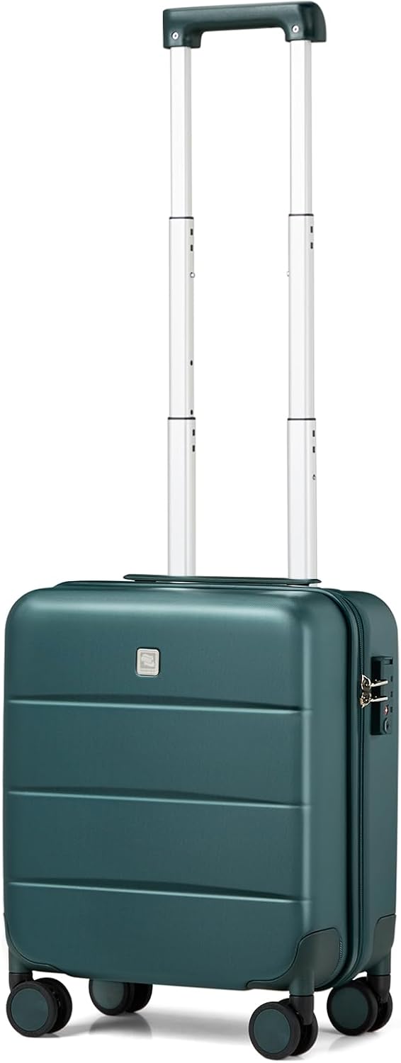 Hanke 16 Inch Underseat Carry On Luggage with Wheels Hard Shell Mini Small Suitcases Carry On Bag for Airline Approved TSA Luggage Lightweight Travel Suitcase(Blackish Green)