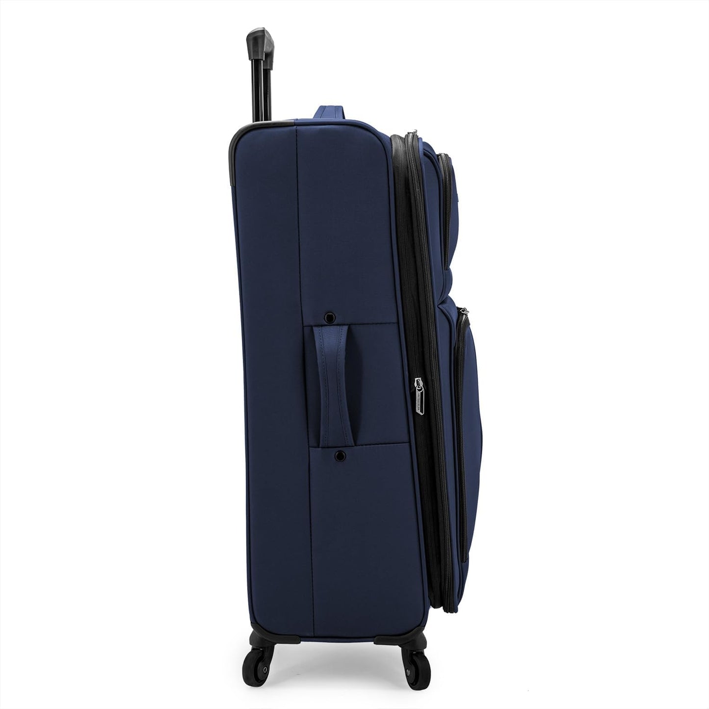 U.S. Traveler Anzio Softside Sturdy Ballistic Nylon Expandable Travel Suitcase Luggage with 4 Spinner Wheels, Navy, Checked-Large 30-Inch