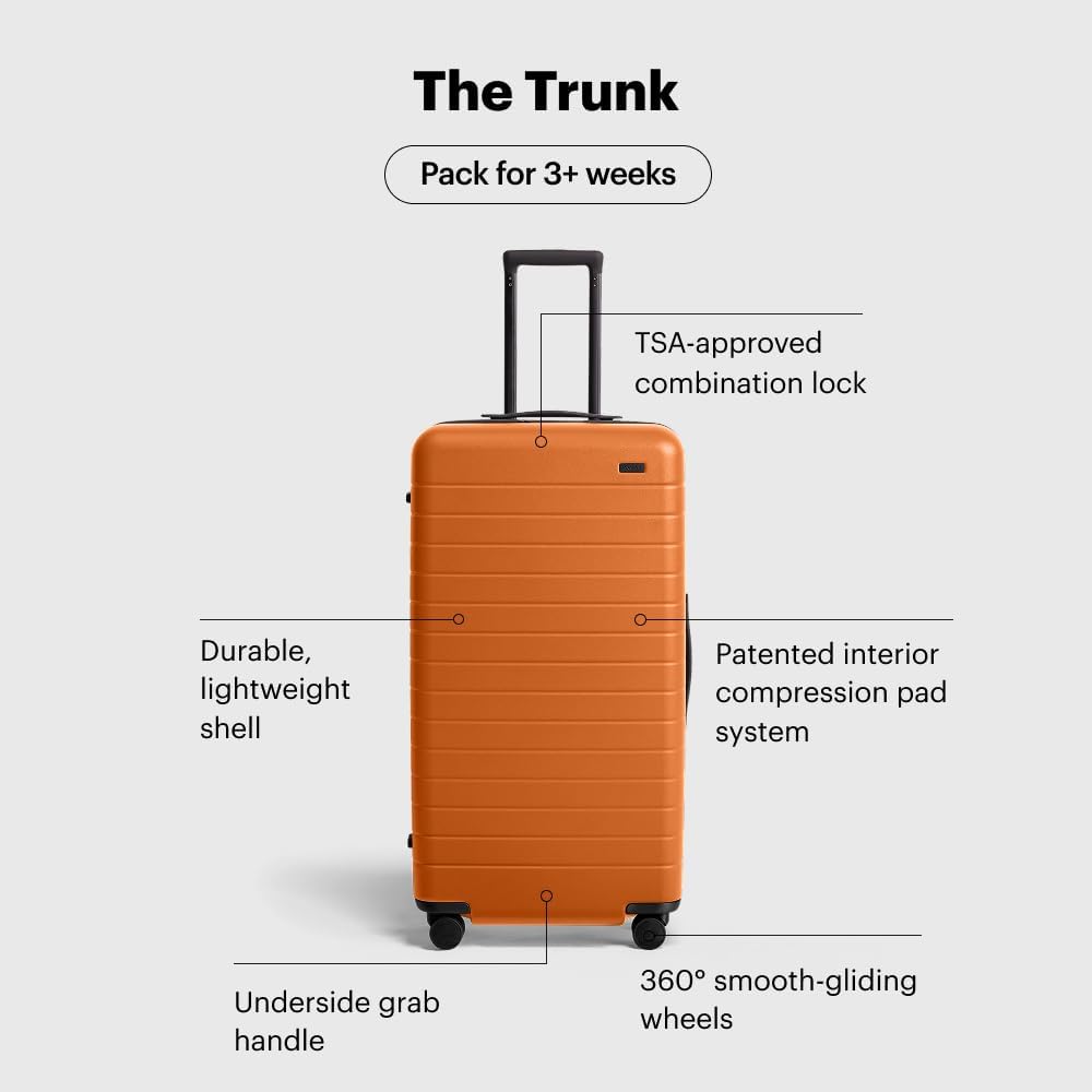 Away Large Trunk Luggage, 31 Inch Hardside Suitcase with Spinner Wheels, Lightweight & Durable, TSA Lock, Ideal for Long Trips, Sorbet Orange
