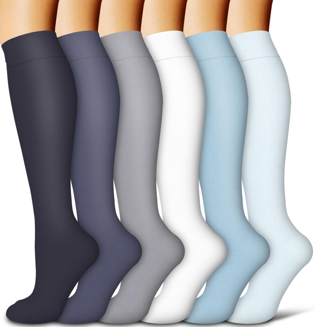 Copper Compression Socks for Women and Men(6 Pairs)-Best Support for Running, Athletic, Nursing, Travel