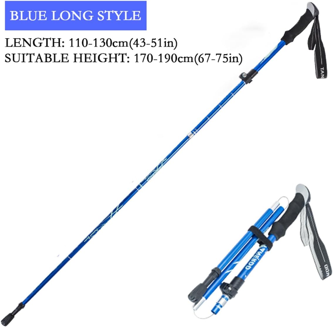 Single Trekking Pole | 7075 Aluminum Anti-Shock, Ultralight, Adjustable & Collapsible Hiking Stick